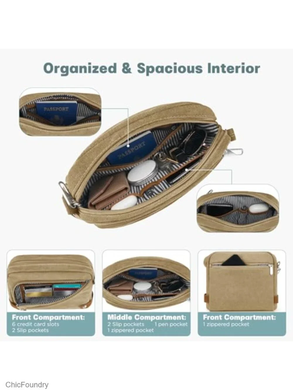 Anti Theft Crossbody Bag for Women, RFID Blocking Slash Proof Travel Purse